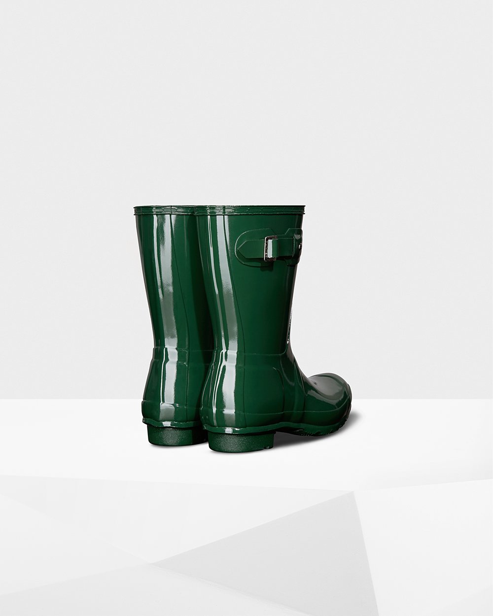 Womens Short Rain Boots - Hunter Original Gloss (95NZYDIVE) - Green